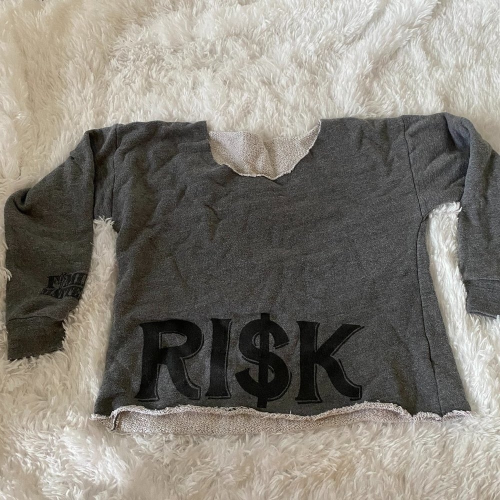 American Apparel Family Matters Risk Sweatshirt Cropped Distressed One Size Punk